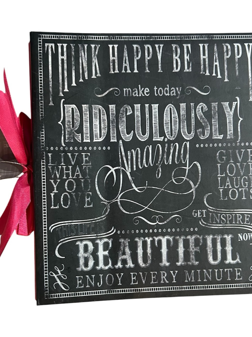 Chalkboard Quote Wall Art with Pink Ribbon
